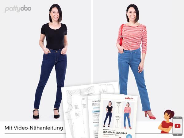 Schnittmuster Jeans Nr. 3 & 4 High Waist Damenjeans by pattydoo